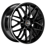 Alu kola AVUS VELGEN AF19, 17x7.5 5x112 ET47, černá lesklá + leštěný límec