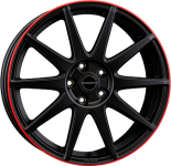 Alu kola BORBET GTX, 19x8 5x114.3 ET50, černá matná s červenou linkou
