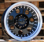 Alu kola Racing Line B5169, 16x10 6x139.7 ET-36, Černá + leštěný límec