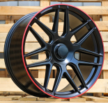 Alu kola Racing Line B5318, 22x10 5x130 ET35, černá matná + červený límec (zátěžová)