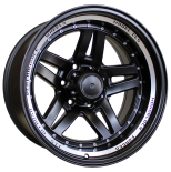 Alu kola Racing Line BK936, 15x10 6x139.7 ET-44, Černá matná + leštěný límec