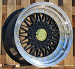 Alu kola Racing Line BY479, 14x6.5 4x100 ET35, černá + leštěný límec
