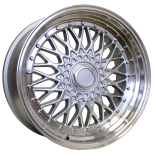 Alu kola Racing Line BY479, 15x7 4x100 ET35, stříbrná + leštěný límec