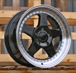 Alu kola Racing Line HE750, 17x8 5x120 ET34, černá + leštěný límec