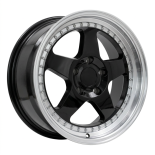 Alu kola Racing Line HE750, 17x8 5x120 ET34, černá + leštěný límec