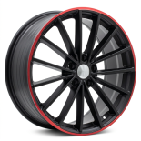 Alu kola Racing Line I0383, 19x8 5x112 ET45, černá matná + červený límec (zátěžová)