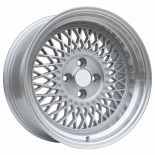 Alu kola Racing Line LU483, 15x7 4x100 ET25, stříbrná + leštěný límec