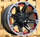 Alu kola Racing Line LU849, 16x8 6x139.7 ET-12, černá matná + leštěný límec