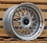 Alu kola Racing Line XE244, 17x8.5 5x120 ET35, stříbrná + leštěný límec