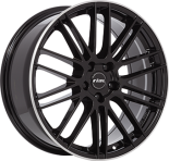 Alu kola RIAL KIBO, 19x8 5x114.3 ET45, černá lesklá + leštěný límec