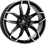 Alu kola RIAL LUCCA, 16x6.5 5x114.3 ET38, černá lesklá + leštění
