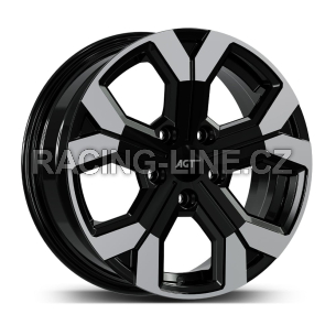 Alu kola AGT 16260, 16x6.5 5x108 ET40, černá + leštěný límec