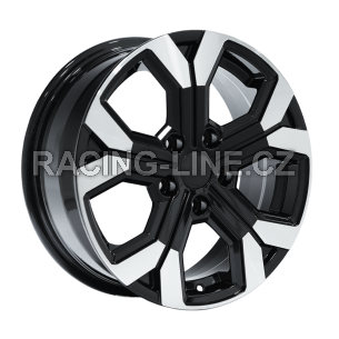 Alu kola AGT 17260, 17x6.5 5x114.3 ET40, černá + leštěný límec