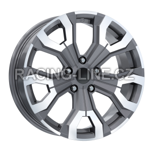 Alu kola Arceo DY1887, 17x7 5x114.3 ET35, šedivá + leštěný límec