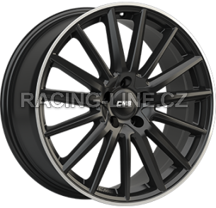 Alu kola CMS C23, 20x8 5x112 ET39, černá lesklá + leštěný límec (zátěžová)