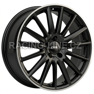 Alu kola CMS C23, 20x8 5x114.3 ET38, černá lesklá + leštěný límec