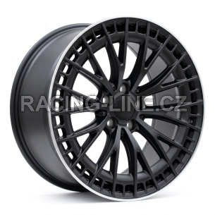 Alu kola Racing Line 3S1384, 19x8 5x112 ET32.5, černá matná + leštěný límec