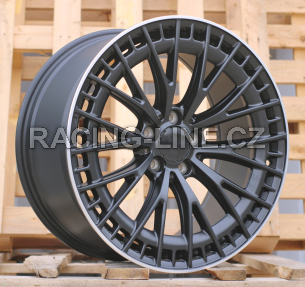 Alu kola Racing Line 3S1384, 19x8.5 5x112 ET36, černá matná + leštěný límec
