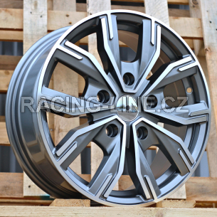 Alu kola Racing Line 6408, 16x6.5 5x130 ET56, šedivá + leštění (zátěžová)