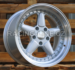 Alu kola Racing Line 7961F, 17x9 5x120 ET25, stříbrná + leštěný límec