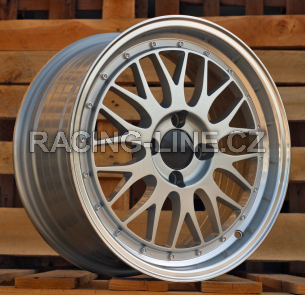 Alu kola Racing Line A1025, 16x7 4x100 ET35, stříbrná + leštěný límec