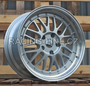 Alu kola Racing Line A1025, 17x7.5 5x120 ET15, stříbrná + leštěný límec