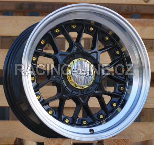 Alu kola Haxer A8078, 16x8 8x100 ET15, černá + leštěný límec