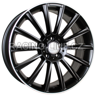 Alu kola Racing Line B1048, 18x7.5 5x112 ET44, Černá matná + leštěný límec