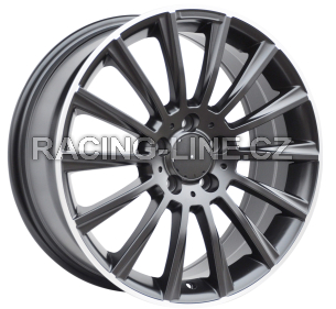 Alu kola Racing Line B1048, 19x8 5x112 ET43, Černá + leštěný límec