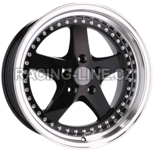 Alu kola Racing Line B1161, 18x9.5 5x120 ET35, černá + leštěný límec