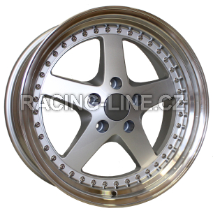 Alu kola Racing Line B1161, 18x9.5 5x120 ET35, stříbrná + leštěný límec