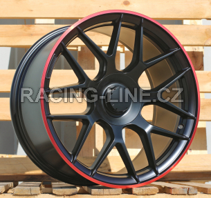 Alu kola Racing Line B1258, 20x8.5 5x112 ET38, černá matná + červený límec (zátěžová)