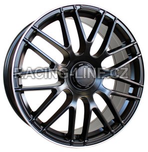 Alu kola Racing Line B1268, 19x8 5x112 ET45, Černá matná + leštěný límec