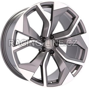 Alu kola Racing Line B1637, 22x10 5x112 ET26, šedivá + leštění (zátěžová)