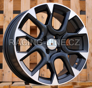 Alu kola Racing Line B1675, 16x6.5 4x98 ET35, Černá matná + leštění