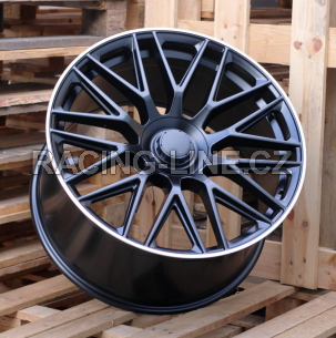 Alu kola Racing Line B1766, 22x10 5x112 ET45, Černá matná + leštěný límec