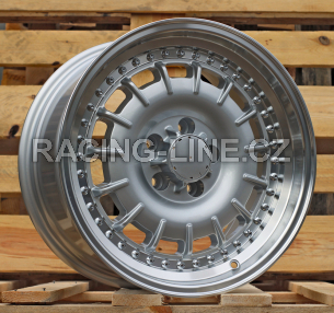 Alu kola Racing Line B1855, 17x8 5x112 ET30, stříbrná + leštěný límec