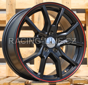 Alu kola Racing Line B5253, 16x7 4x100 ET36, černá matná + červený límec