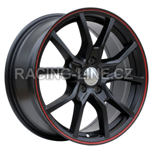 Alu kola Racing Line B5253, 16x7 5x108 ET36, černá matná + červený límec