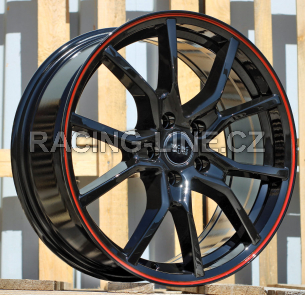 Alu kola Racing Line B5253, 17x7 5x105 ET40, černá s červenou linkou