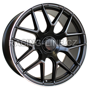 Alu kola Racing Line B5318, 20x8 5x112 ET43, Černá matná + leštěný límec