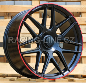 Alu kola Racing Line B5318, 22x10 5x130 ET35, černá matná + červený límec (zátěžová)