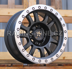 Alu kola Racing Line B5944, 16x8 5x139.7 ET-12, černá matná + leštěný límec (zátěžová)