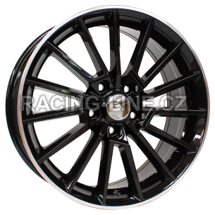 Alu kola Racing Line B5969, 17x7 5x112 ET46, Černá + leštěný límec