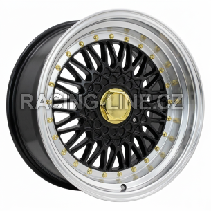 Alu kola Racing Line BY479, 15x7 4x100 ET35, černá + leštěný límec