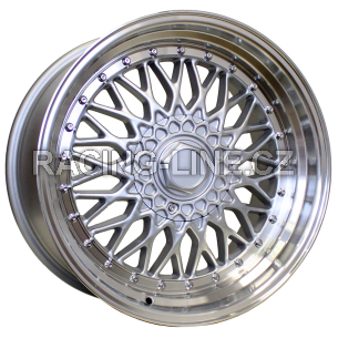 Alu kola Racing Line BY479, 16x9 8x100 ET20, stříbrná + leštěný límec