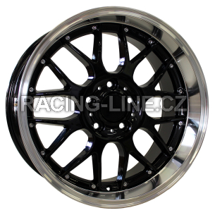 Alu kola Racing Line BY773, 17x7.5 5x120 ET35, Černá + leštěný límec