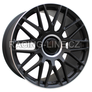 Alu kola Racing Line FE230, 20x8.5 5x112 ET35.5, Černá matná + leštěný límec + rytá krytka