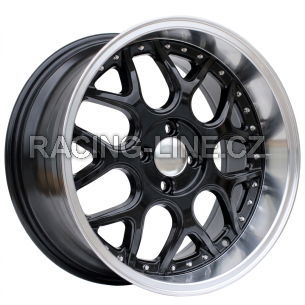 Alu kola Racing Line FR762, 16x7 3x112 ET30, černá + leštěný límec