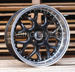 Alu kola Racing Line FR762, 16x7 4x100 ET30, Černá + leštěný límec